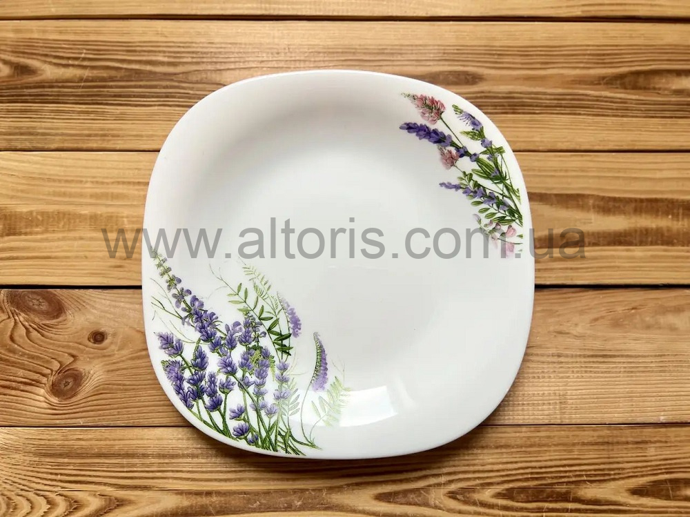 тарелка мелкая стеклокерамика Vinnarc - №8 квадрат Лаванда 6808к