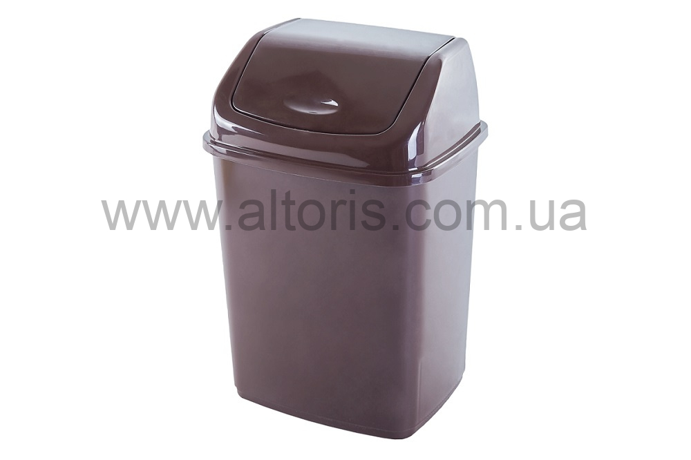 ведро пластмассовое с клапаном для мусора Алеана - 10л  т.коричневое