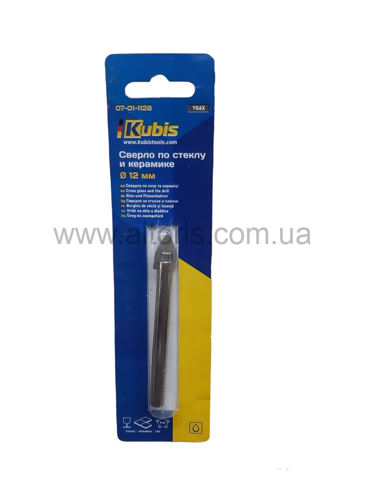 сверло для стекла и керамики Kubis - 12*85 мм 2-а резца