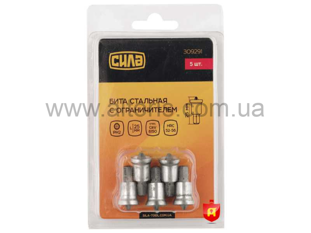набор бит СИЛА  - Бита РН2*25мм c ограничителем, 5шт/уп