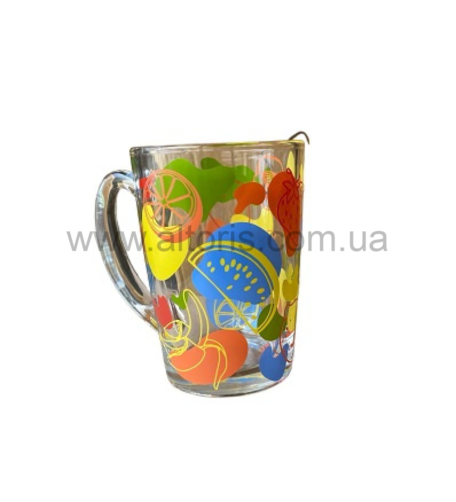 кружка стекло "Cappuccino" Gallery - 320мл "Фрукти"