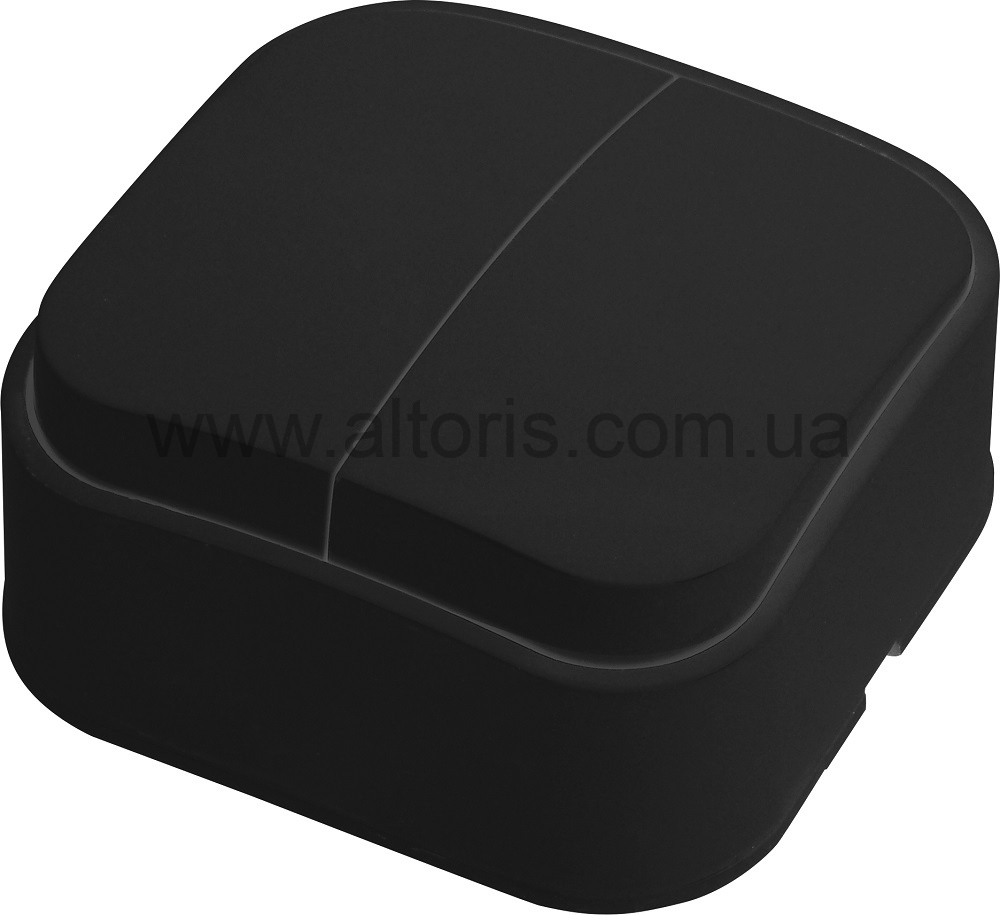 выключатель  HOROZ - накладной 2 клав.10А 250V IP20 черный EVA