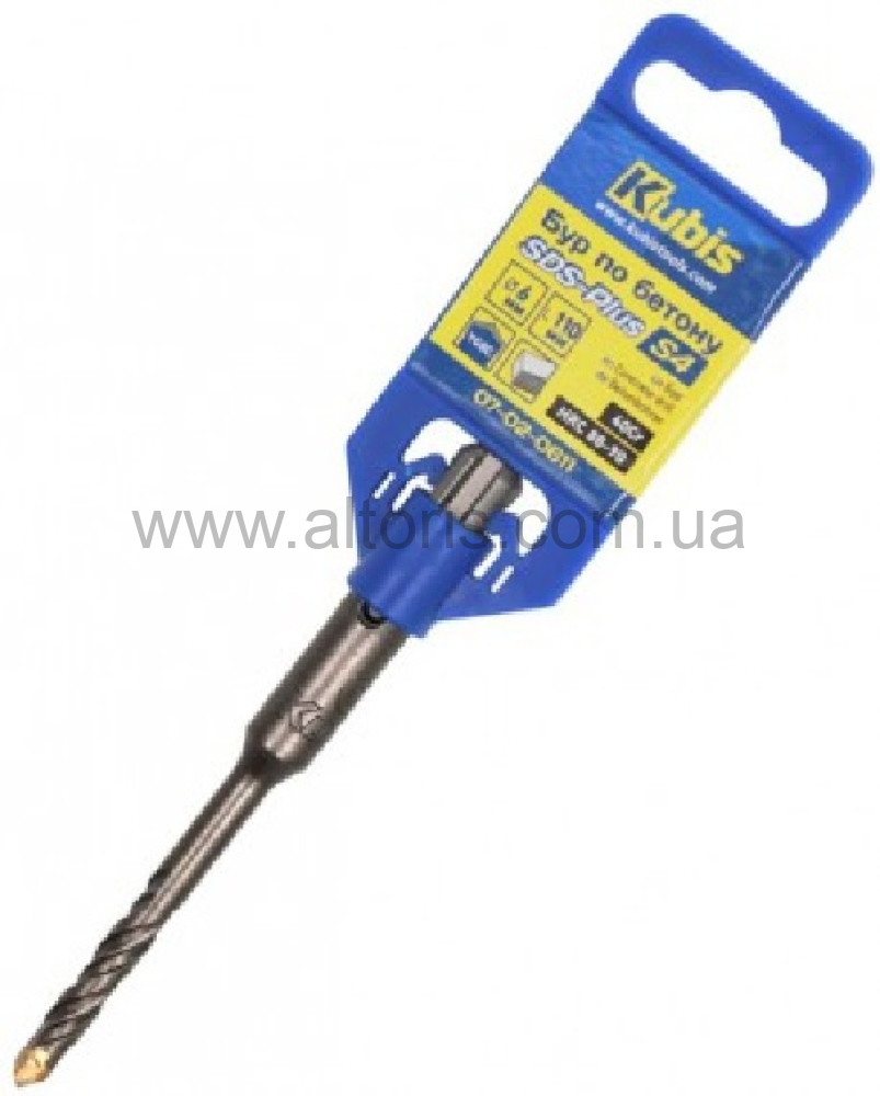 бур по бетону Kubis - SDS-PLUS S4 14 * 210 мм, 40Cr, YG8C HRC 88-90