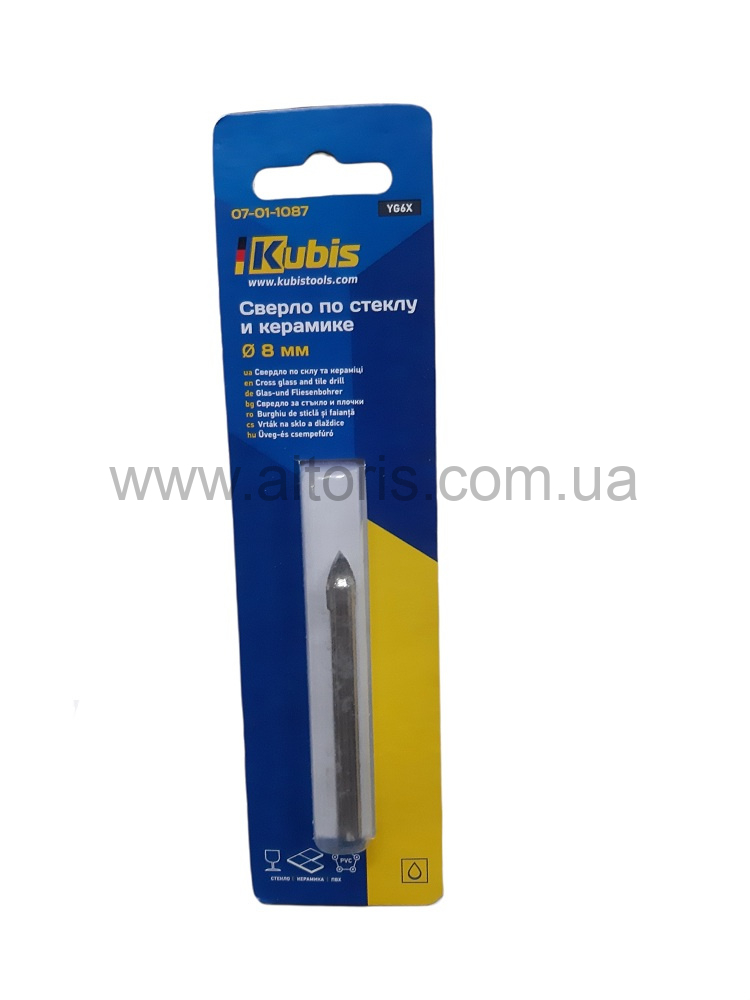 сверло для стекла и керамики Kubis - 8*80 мм 2-а резца