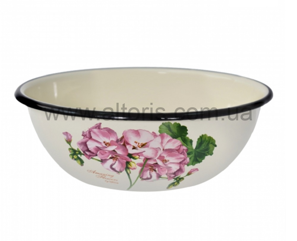 миска эмаль НМ 2,5л/2 0311/2 - Pelargonium Amazing Flowers (молочная)