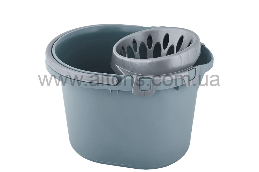 ведро пластмассовое с отжимом  овал Алеана - 15л./сиз.голуб./серый