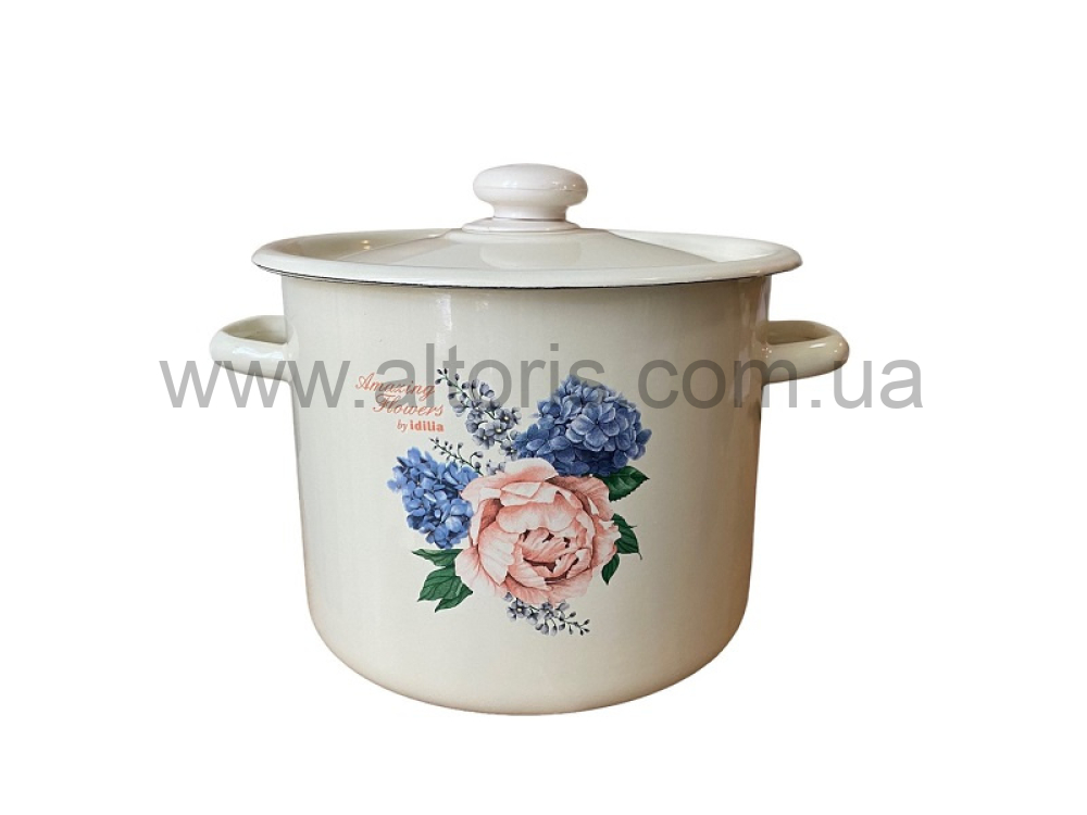 кастрюля эмаль НМ цилиндр. 3л/2 1612/2 - Пион (молочная)