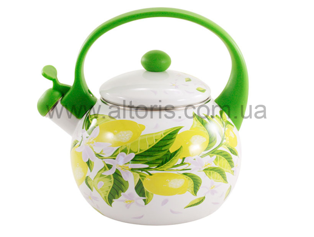 чайник эмаль ZAUBERG - 2,2л 47/Lсвисток GREEN HANDLE  ЛИМОНИ