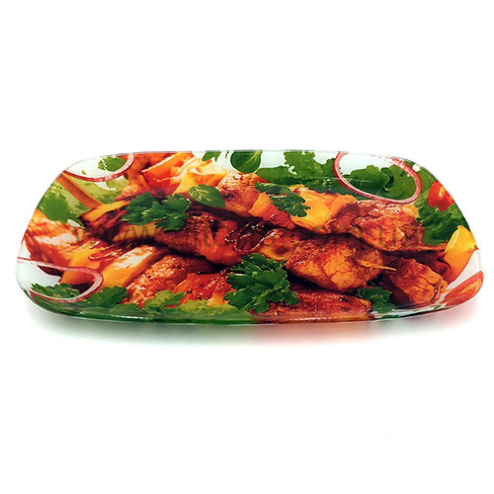 блюдо стекло Lumines - 34,5*23,5 прямоуг. Шашлык петрушка 042