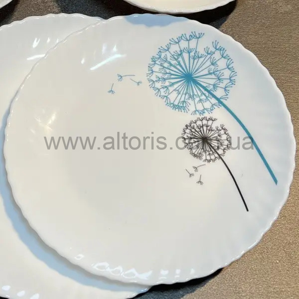 тарелка мелкая стеклокерамика Vinnarc - №7,5 Кульбабки 7006
