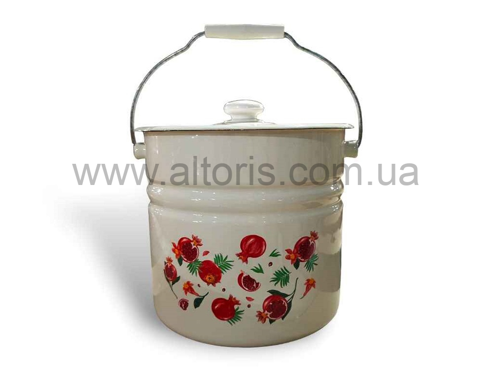 ведро с крышкой НМ 12л/2 цилиндр. 1224/2 - Гранат (молочная)