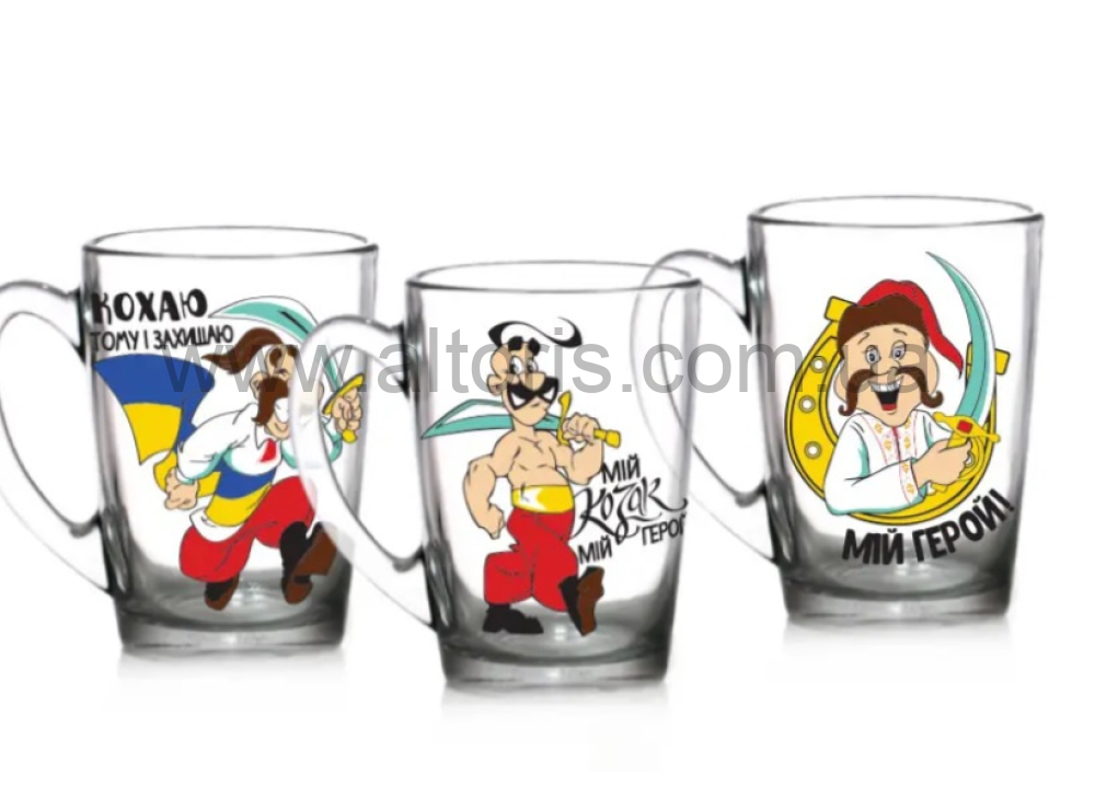 кружка стекло "Cappuccino" Gallery - 320мл  "Козаки"