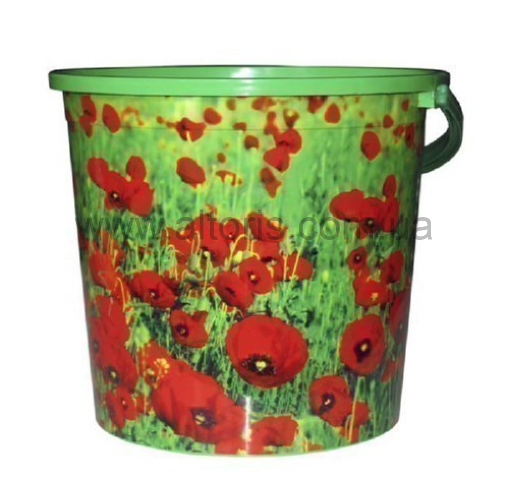 ведро пластмассовое пищевое мерное Полимерагро - 10л с рисунком