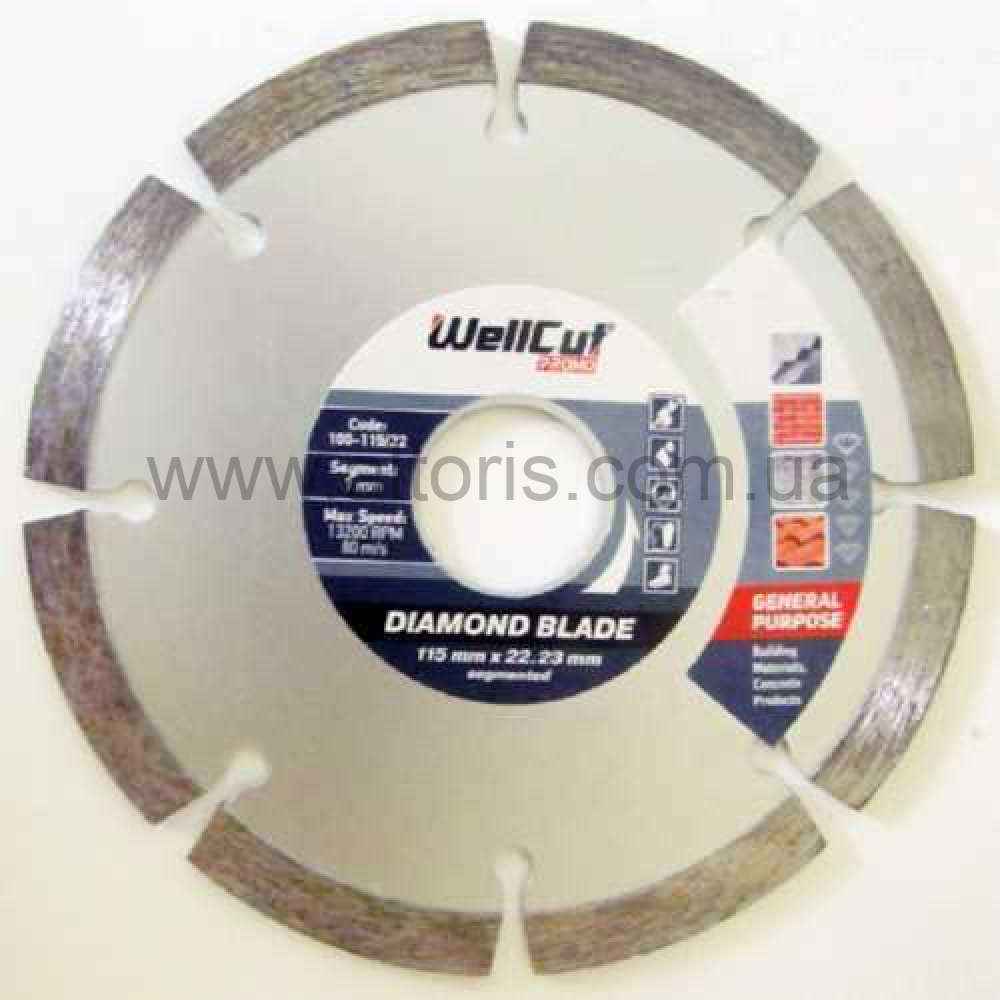 Круг алмазный Wellcut Promo - Сегмент, 115мм*7мм*22,23мм