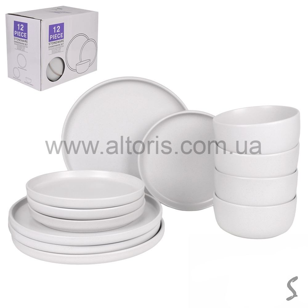 набор обеденный керамика STENSON - 12пр/наб (тарілка 26+19см, супниця 15см) MC5580-3