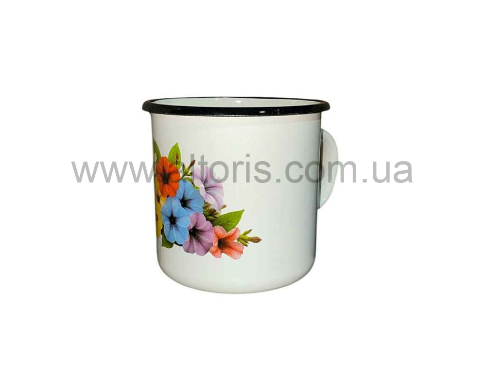 кружка эмаль НМ 1л/2, 0107/2 - Петуния (молочная)