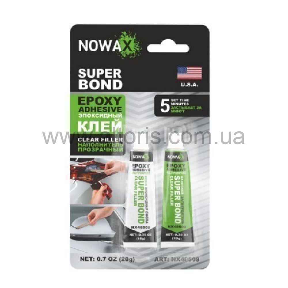 клей "SUPER BOND" ТМ NOWAX - эпоксидный двухкомпонентный прозр. 20гр.