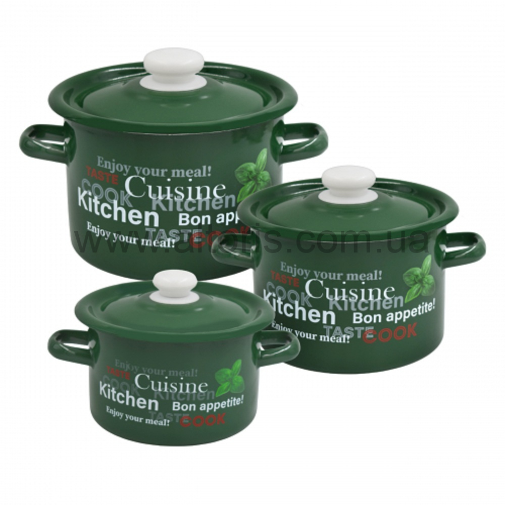 набор посуды №842 НМ к-ли цил.2/3/5,5л - Базилик (изумрудная)