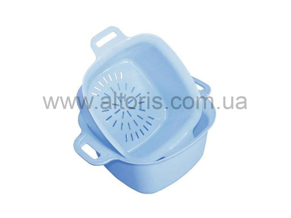 миска пластмассовая Полимерагро - 3л квадратная с руч. и друшляком