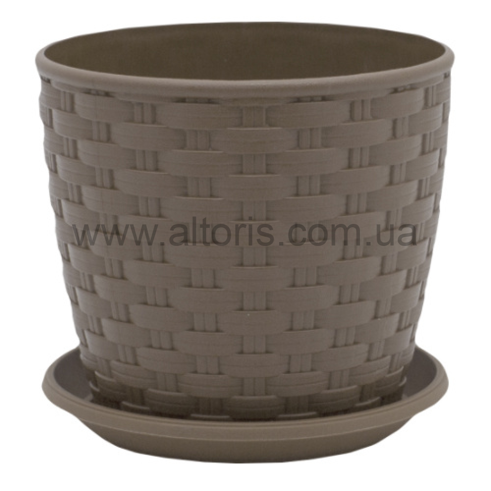 вазон с подставкой Ротанг /Алеана / - 24*22 какао