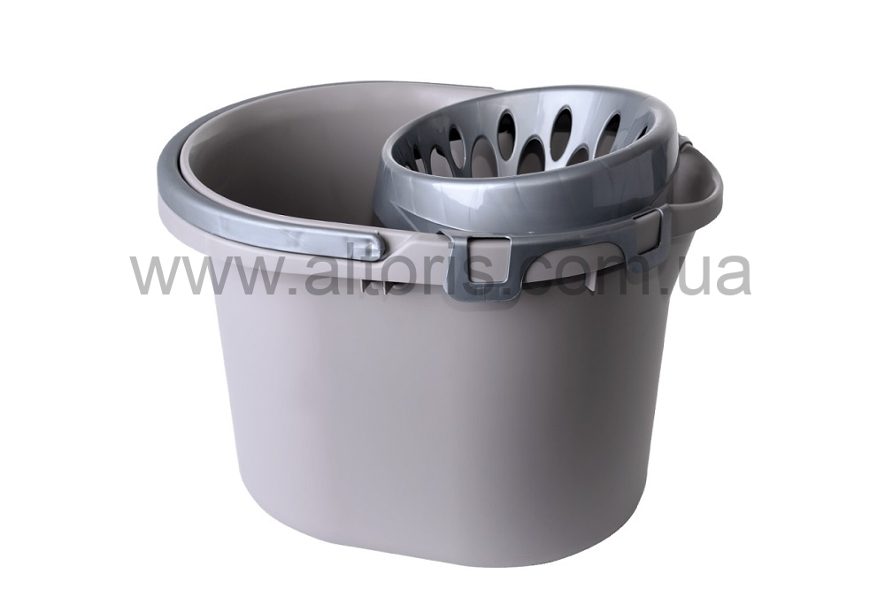 ведро пластмассовое с отжимом  овал Алеана - 15л./какао/серый