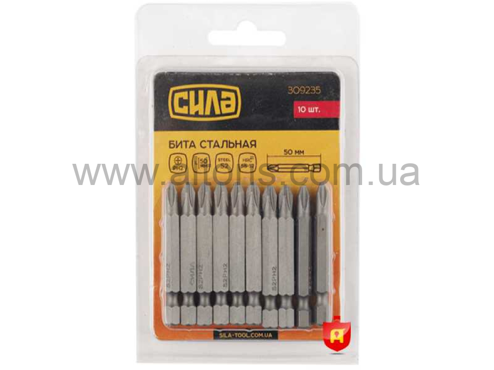 набор бит СИЛА  - Бита РZ1*50мм , 10шт/уп