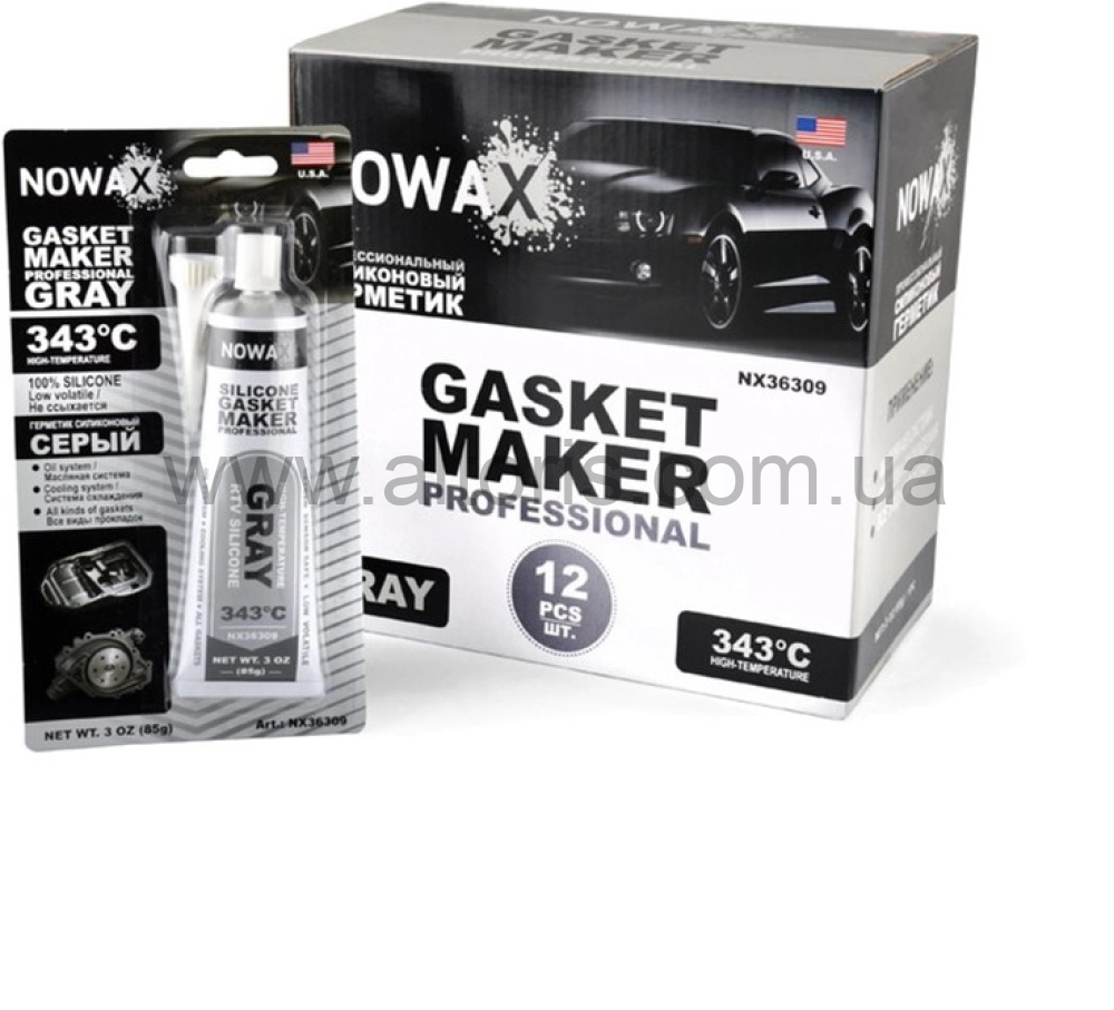 герметик высокотемпературный TM NOWAX - 100% силикон серый 85гр