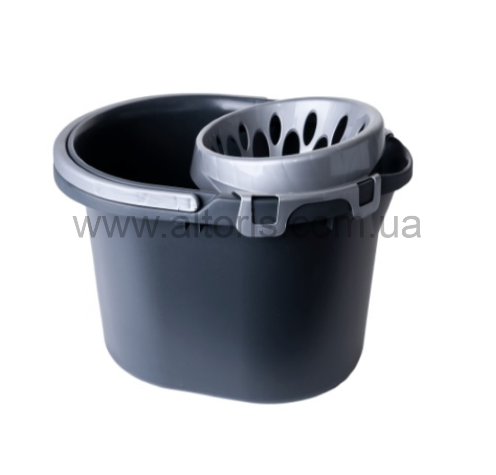ведро пластмассовое с отжимом  овал Алеана - 15л. /гранит/серый