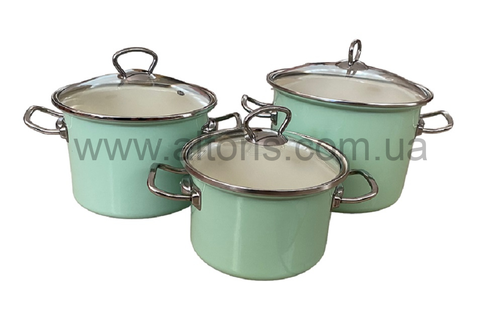 набор посуды №1500 НМ к-ли цил.с н/ж об.2/3/5,5л - Мятная прохлада