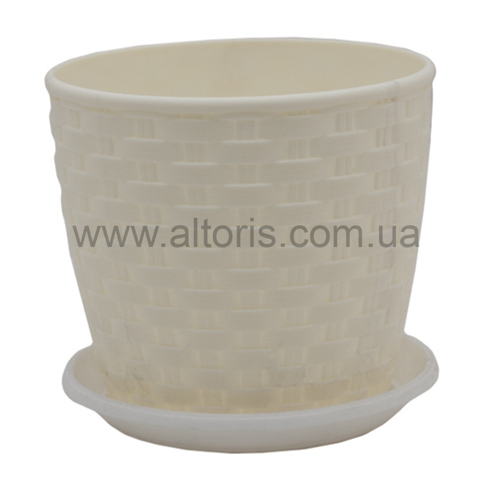 вазон с подставкой Ротанг /Алеана / - 20*18 белая роза