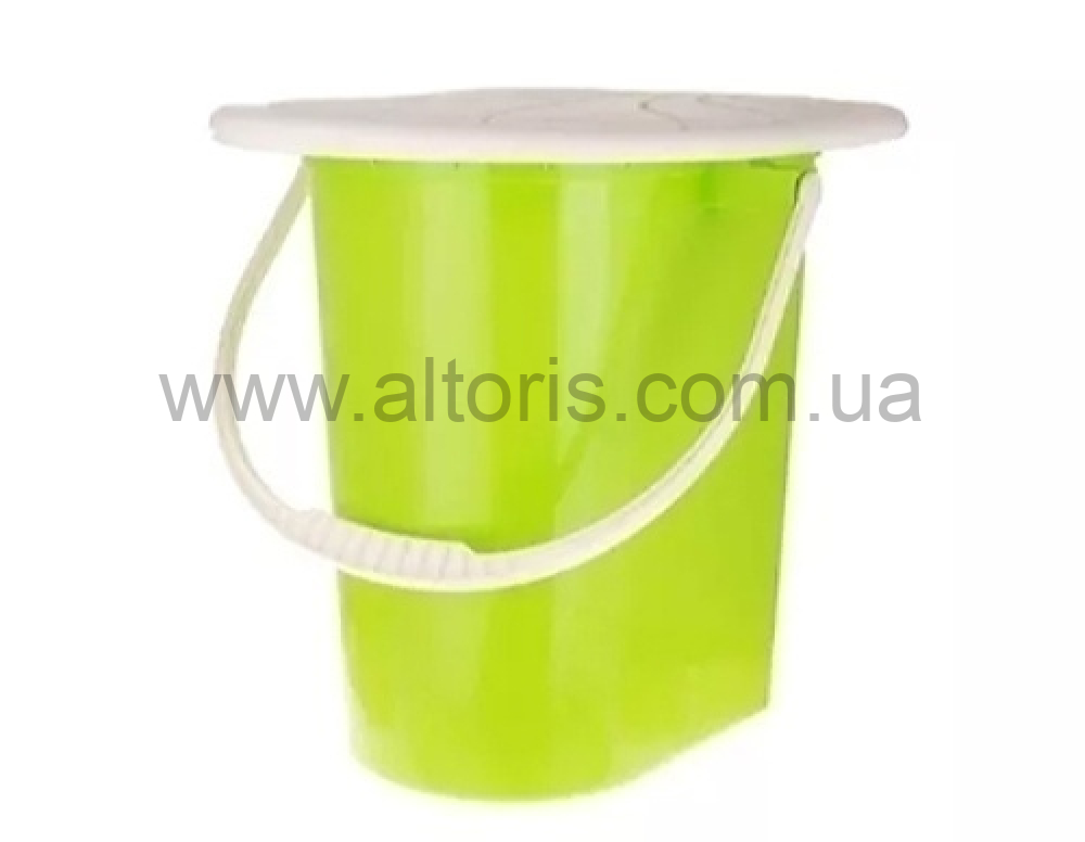 ведро-туалет 17л пластмассовое с крышкой Консенсус - салатовое
