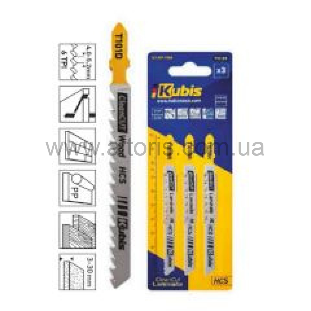 пилка для лобзика Kubis - 3 шт, метал, пластик толщиною 2.5-6 мм, шаг зуба 1.2, T118A