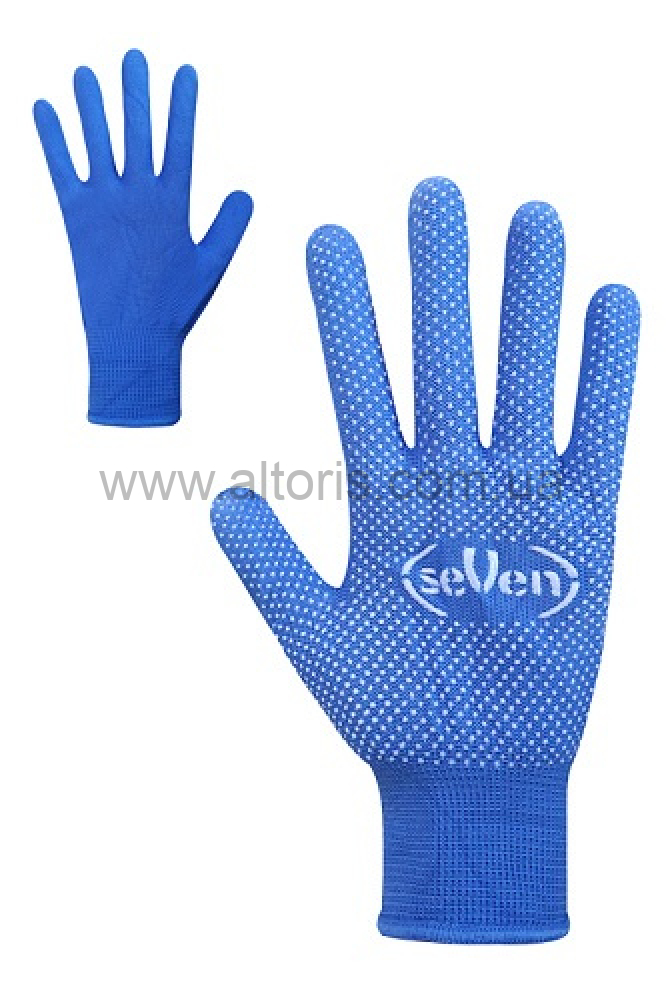 перчатки Seven - синт. синие с ПВХ точкой 69057 "б"