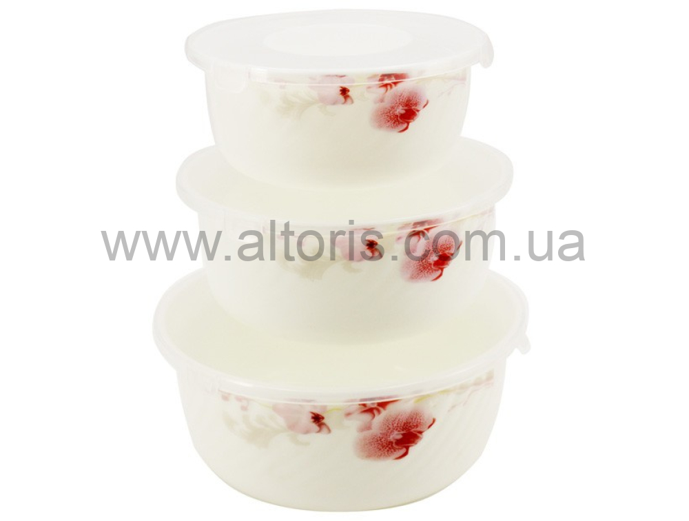 набор салатников стеклокерамика Lumines - 3-пр  (14*16*19) с крыш  6714 S  Орхідея