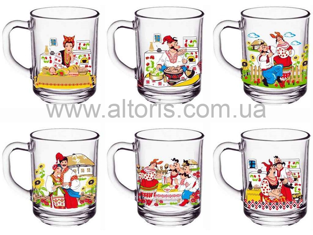 кружка стекло - 280 мл Gren tea  КОЗАКИ V3954