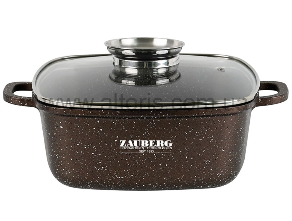 кастрюля алюминиевая ZAUBERG - 2,7л алюм. з скл.кр. CH\МАРМУР антипригар, індукц. 1220