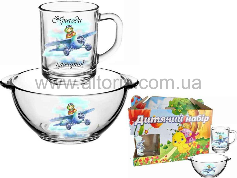 набор детский стекло - 2 пр. Літак 942691