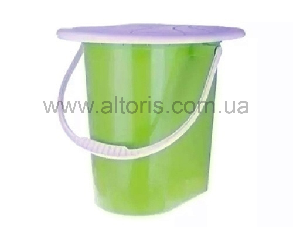 ведро-туалет 17л пластмассовое с крышкой Консенсус - зеленое