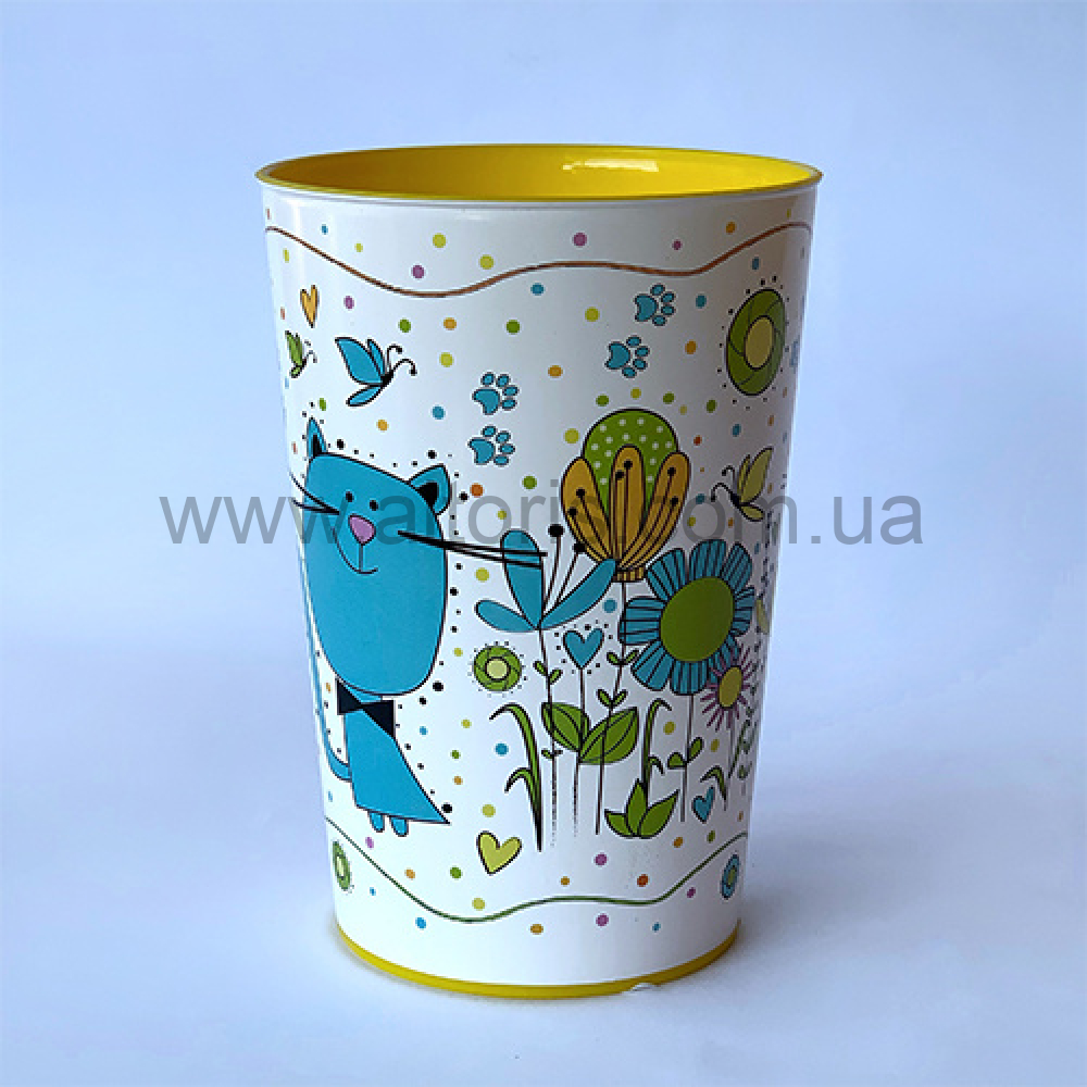 стакан пластмасовый Алеана  - 0,4 л. с декором ( микс)