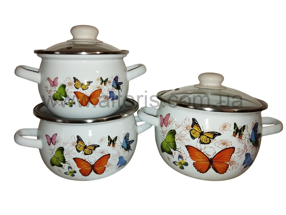 набор посуды №6928 НМ к-ли сфер.1,5/2,5/3,5л - Бабочка