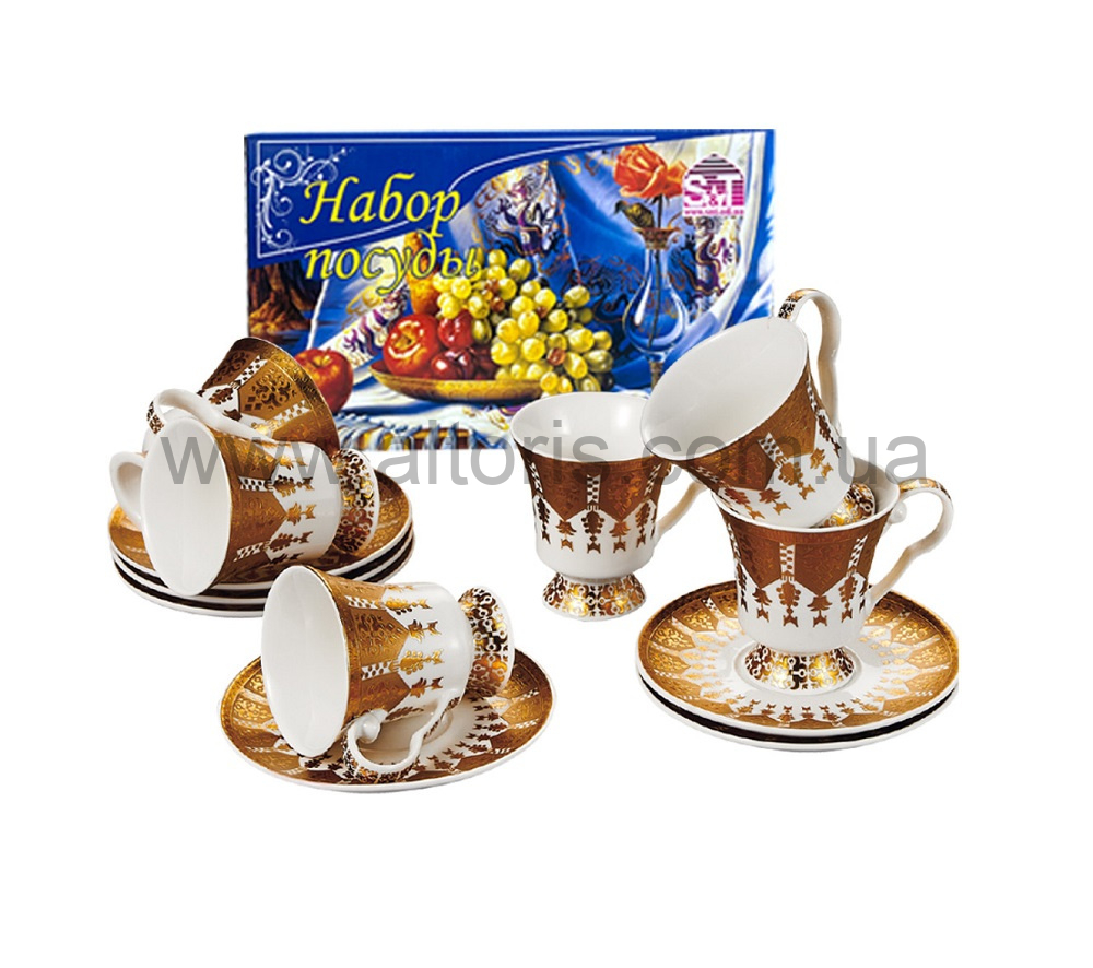 набор кофейный керамика S&T - 12пр. 90мл Золота соната 034-12-90/У