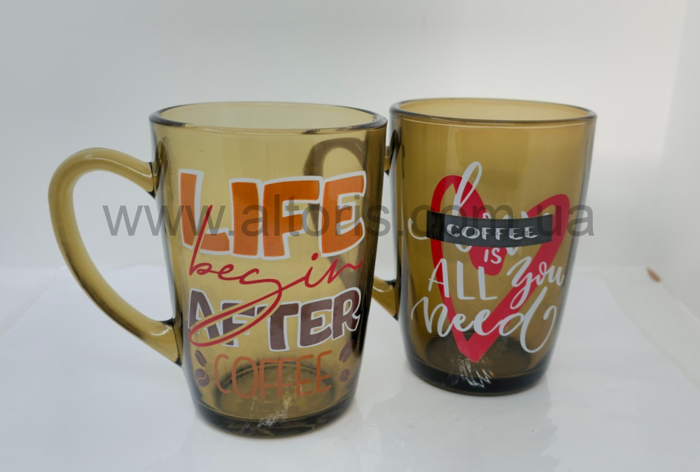кружка стекло "дымка" Gallery - 330мл "Coffee"