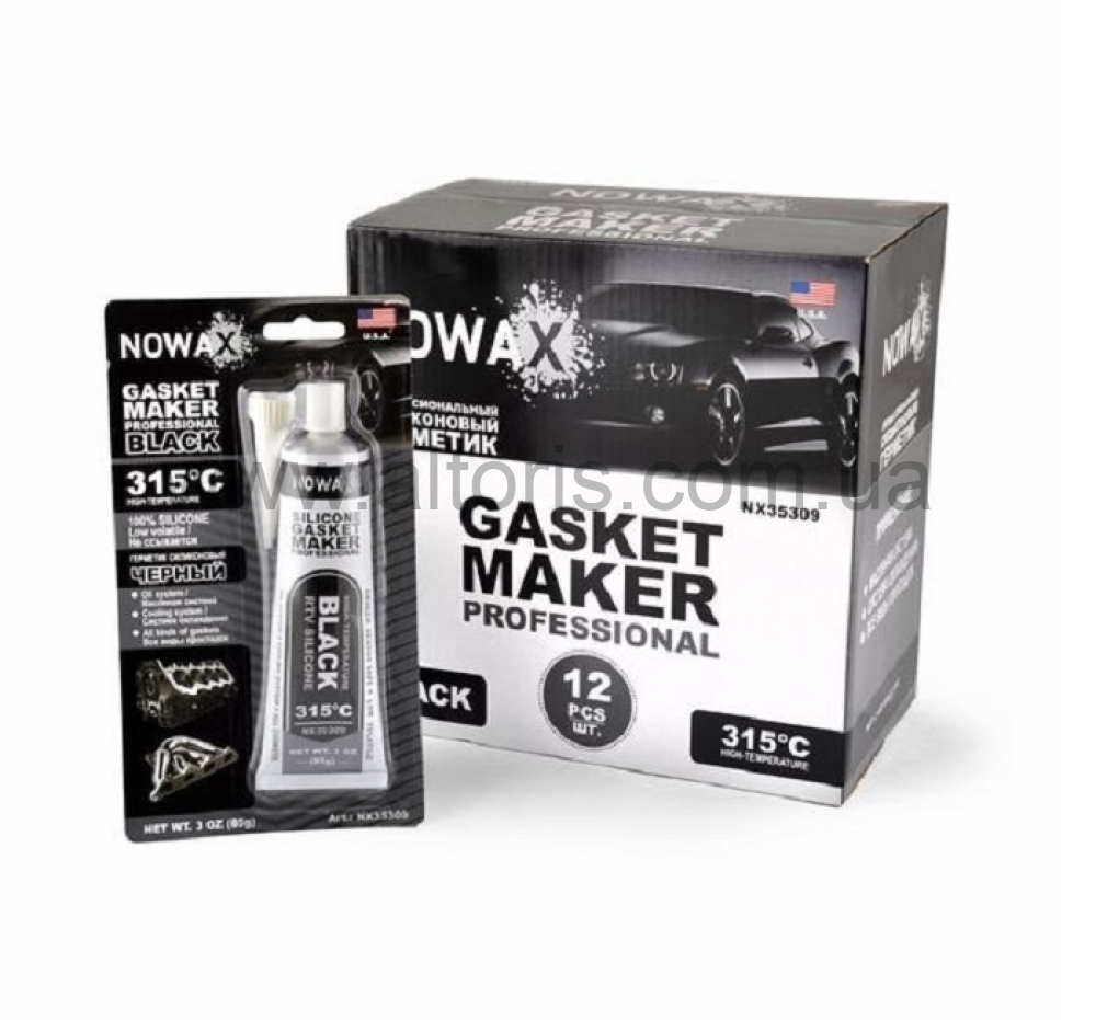 герметик высокотемпературный TM NOWAX - 100% силикон черный 85гр