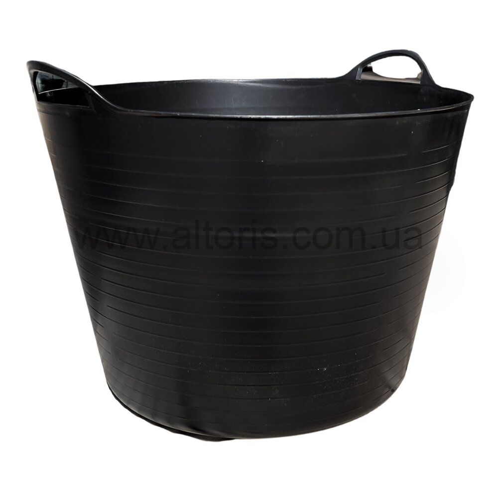 корзина садовая резиновая Польша - 42 л черная с ручками