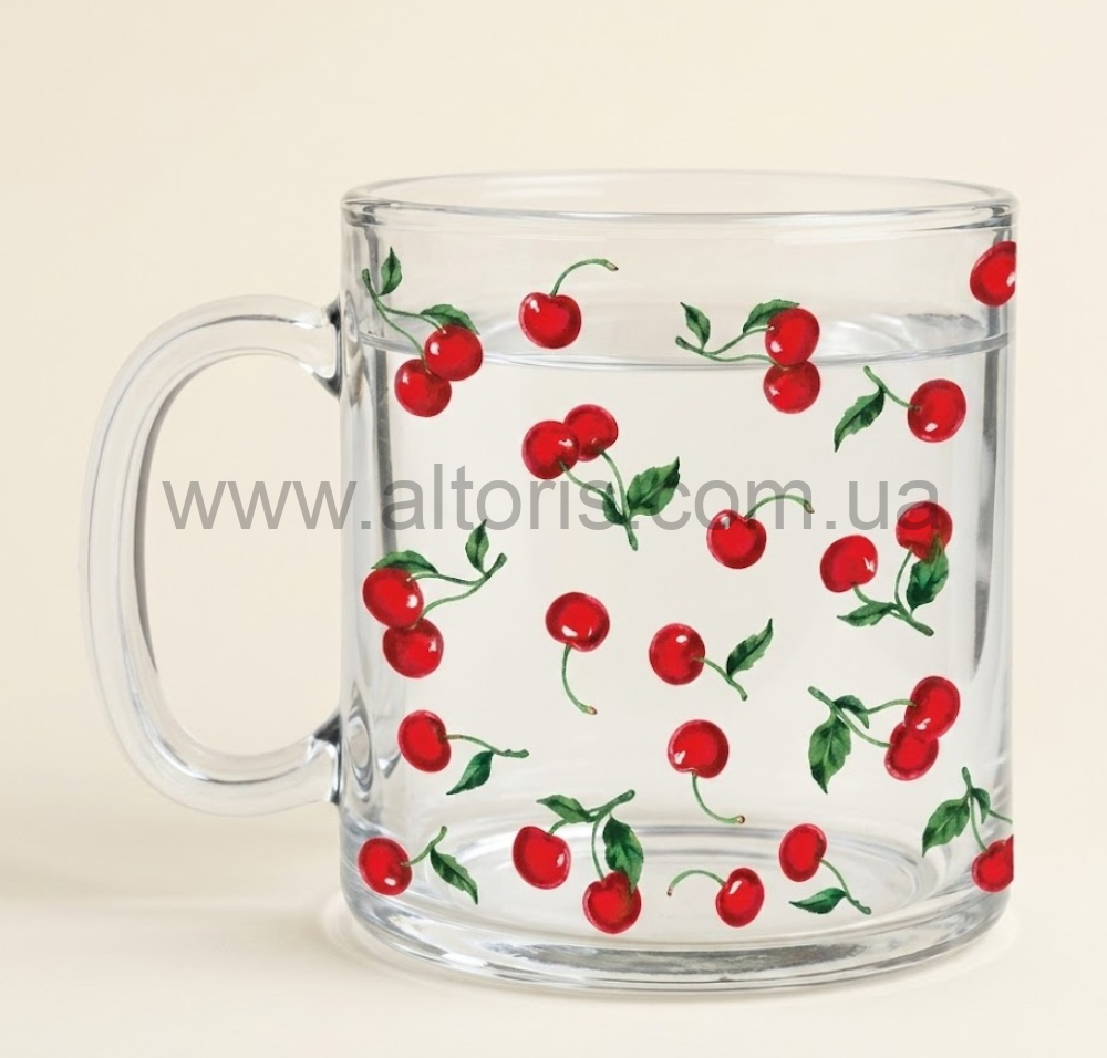 кружка стекло Herbata Gallery - 320мл "Cherry boom"