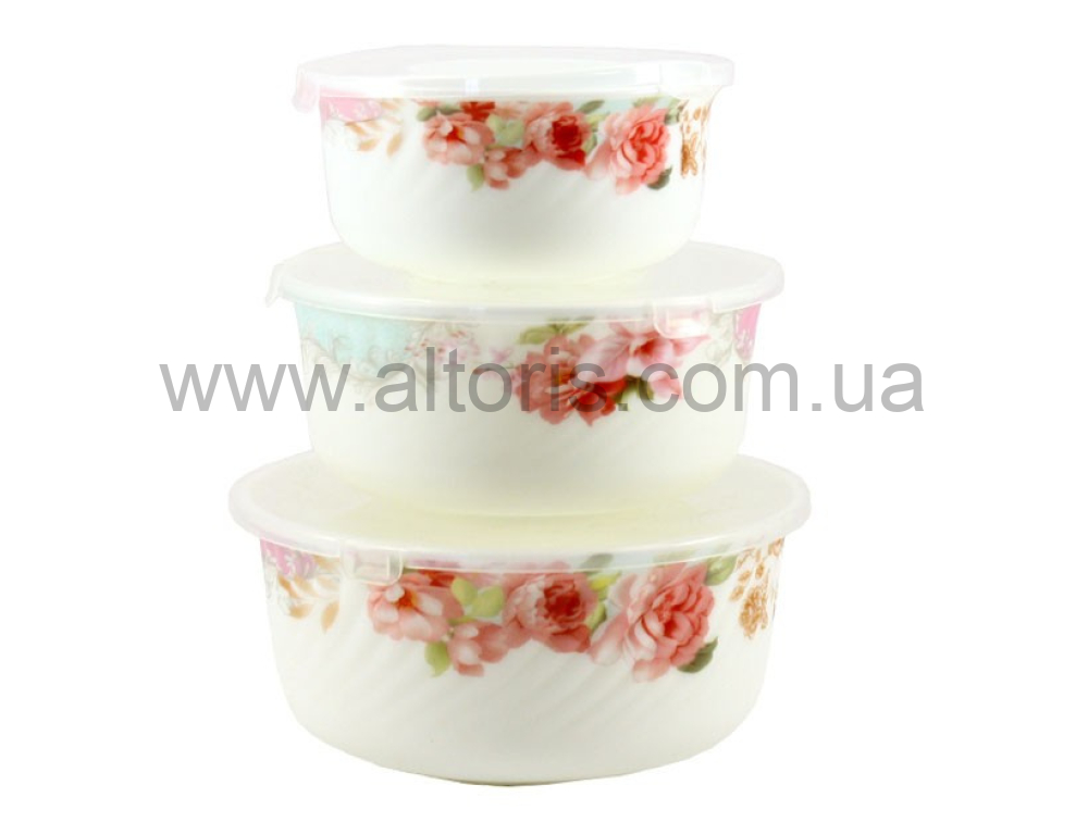 набор салатников стеклокерамика Lumines - 3-пр  (14*16*19) с крыш 6801/S Троянда