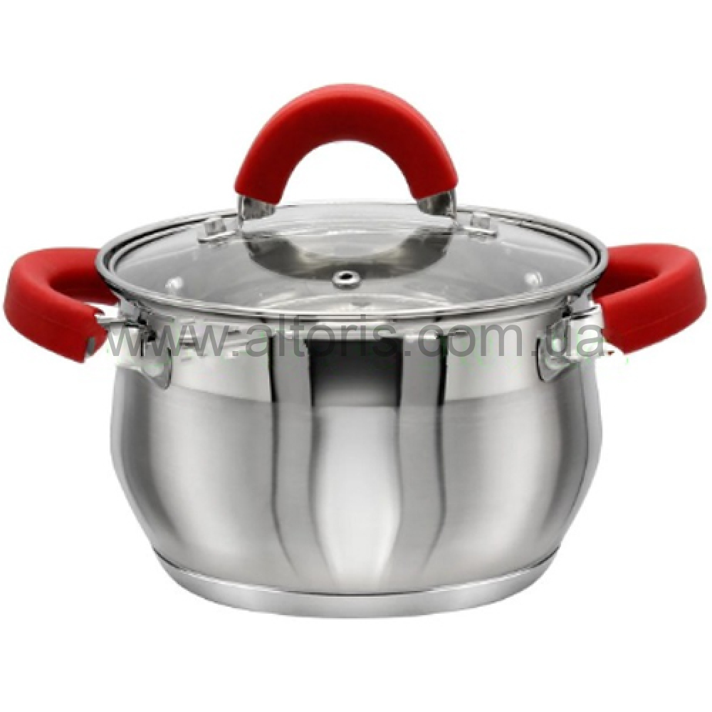 кастрюля Zauberg - 5,0л н/ж сфера. стекл.кр.ZB 5R  RED