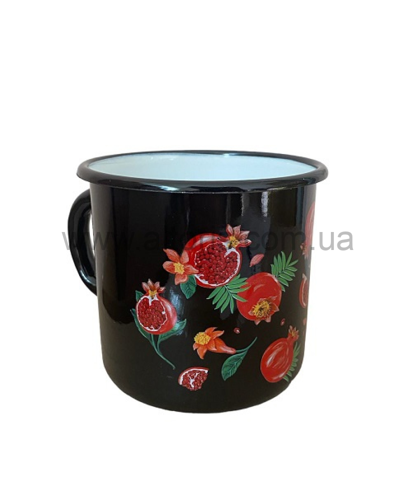 кружка эмаль НМ 1л/4, 0107/4 - Гранат (черная)