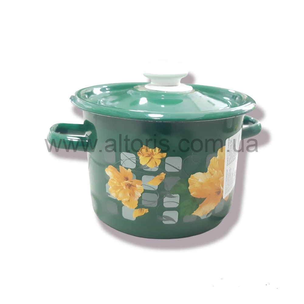 кастрюля эмаль НМ цилиндр. 7л/4 1620/4 - Грейси (изумрудная)