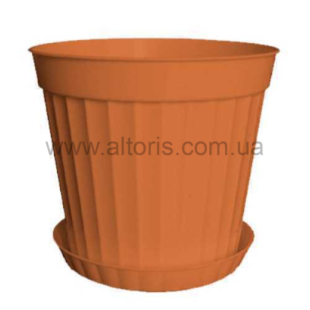 горшок для цветов "Ребро"/Гемопласт/ - №1 терракот д85
